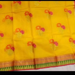 Chanderi Yellow Festival Saree