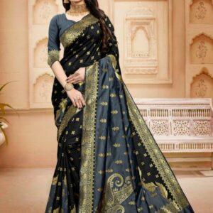 Black x Grey Silk Weaving Saree