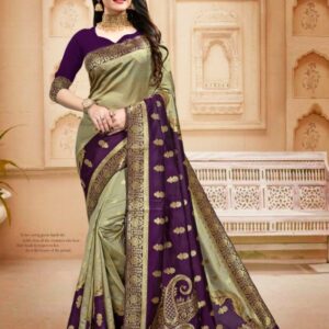 Golden x Purple Silk Weaving Saree