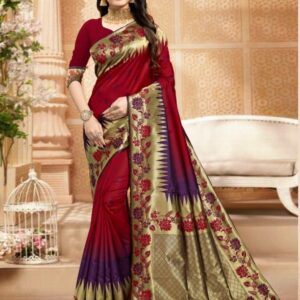 Mehroon x Purple Silk Weaving Saree