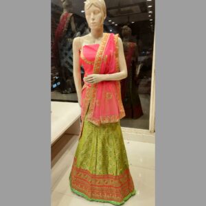 Brocade Silk Green Frilled Lehenga