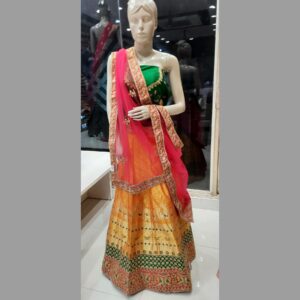 Banarasi Silk Mustard Embroidered Ethnic Lehenga