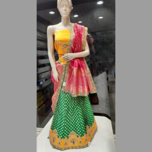 Brocade Silk Green Embroidered Lehenga