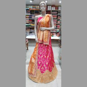 Banarasi Silk Magenta Embroidered Lehenga