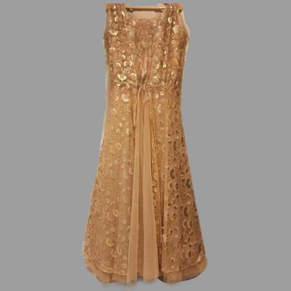 Peach Net Embroidered Gown