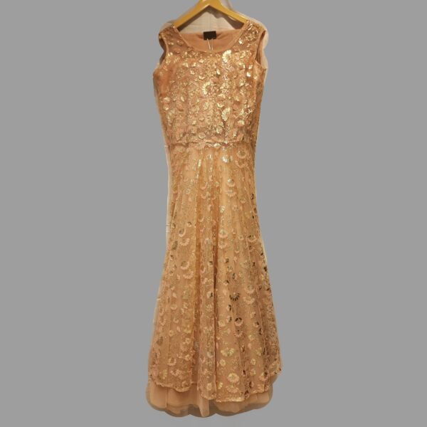 Peach Net Embroidered Gown