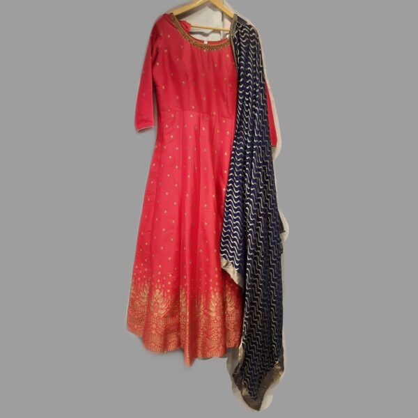 Banarasi Silk Magenta Gown