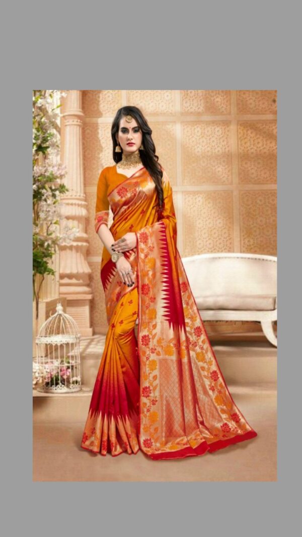 Mustard Silk Weaving Saree