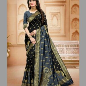 Black x Grey Silk Weaving Saree