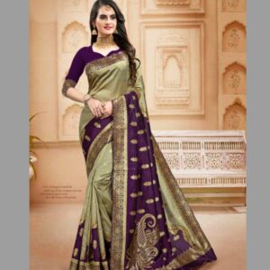 Golden x Purple Silk Weaving Saree