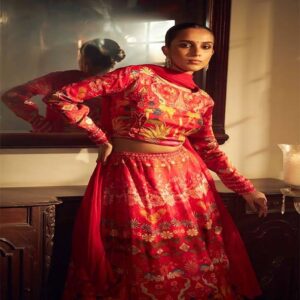Red Lehenga Choli with Print Work