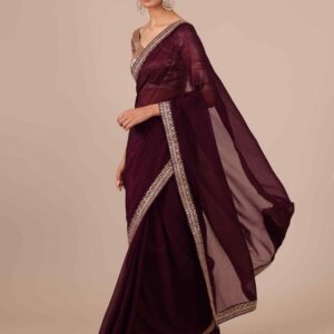 Maroon Saree with Thread and Sequins Work