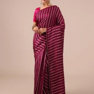 Maroon Dola Silk Weaving Saree with Unstitched Rani color Blouse